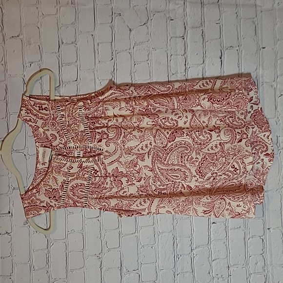 Knox Rose Tops - Knox Rose Size Small Sleeveless Cream Red Paisley Cottage Top Blouse